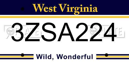 3ZSA224 West Virginia License Plate