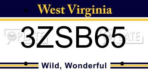 3ZSB65 West Virginia License Plate
