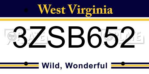 3ZSB652 West Virginia License Plate