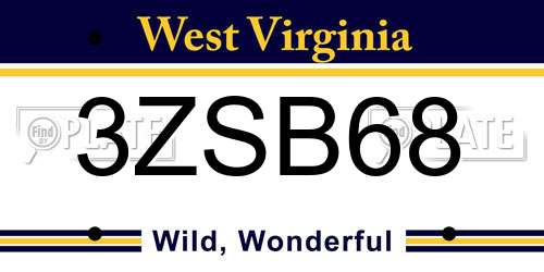 3ZSB68 West Virginia License Plate