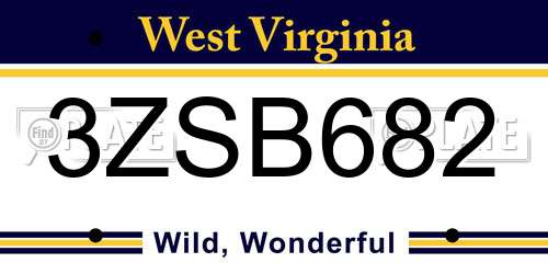 3ZSB682 West Virginia License Plate