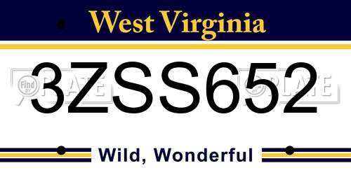 3ZSS652 West Virginia License Plate