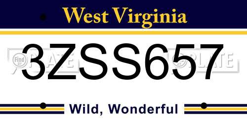 3ZSS657 West Virginia License Plate