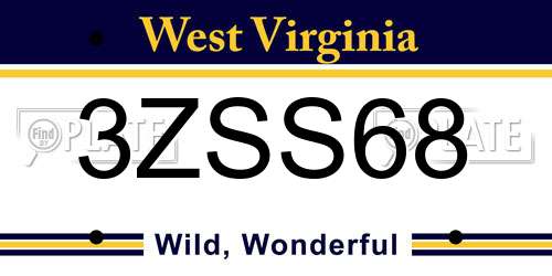 3ZSS68 West Virginia License Plate