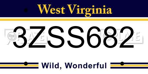 3ZSS682 West Virginia License Plate