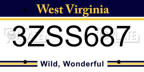 3ZSS687 West Virginia License Plate