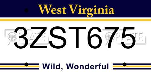 3ZST675 West Virginia License Plate