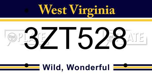 3ZT528 West Virginia License Plate