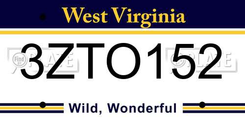 3ZTO152 West Virginia License Plate