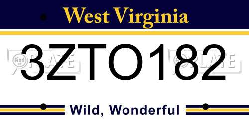 3ZTO182 West Virginia License Plate