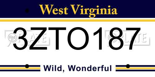 3ZTO187 West Virginia License Plate