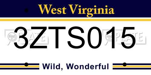 3ZTS015 West Virginia License Plate