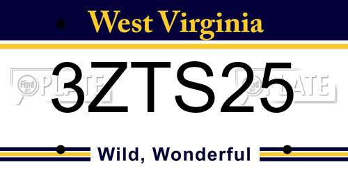 3ZTS25 West Virginia License Plate