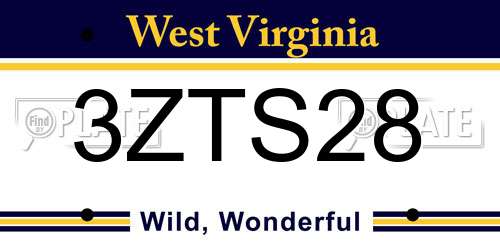 3ZTS28 West Virginia License Plate
