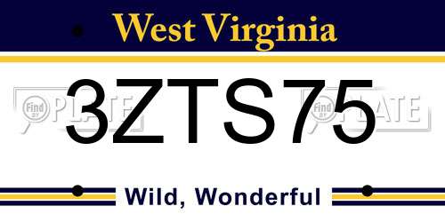 3ZTS75 West Virginia License Plate