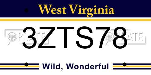 3ZTS78 West Virginia License Plate