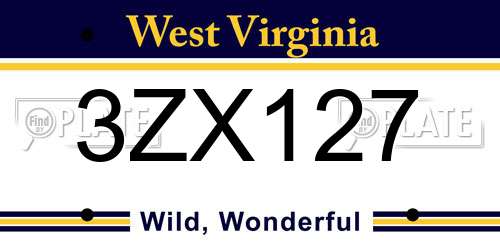 3ZX127 West Virginia License Plate
