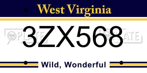 3ZX568 West Virginia License Plate