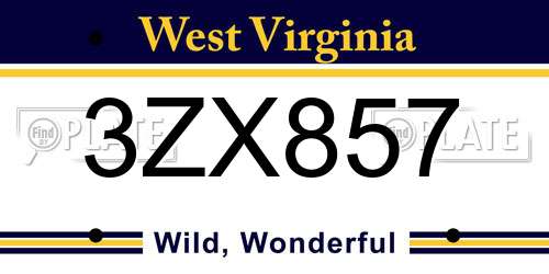 3ZX857 West Virginia License Plate