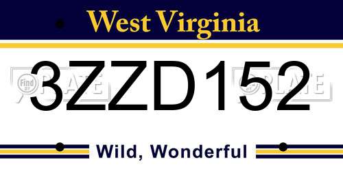 3ZZD152 West Virginia License Plate