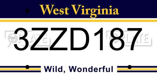 3ZZD187 West Virginia License Plate