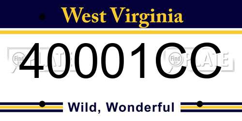40001CC West Virginia License Plate