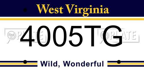 4005TG West Virginia License Plate
