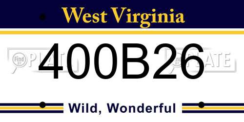400B26 West Virginia License Plate