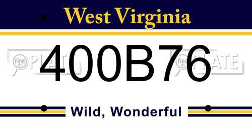 400B76 West Virginia License Plate