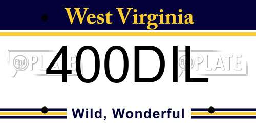 400DIL West Virginia License Plate