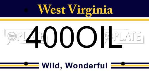 400OIL West Virginia License Plate