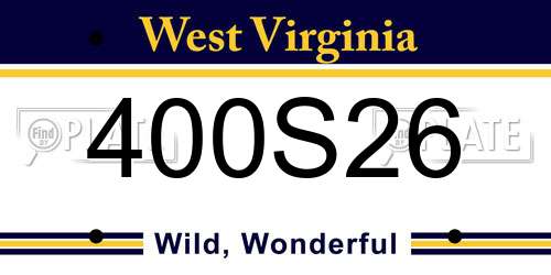 400S26 West Virginia License Plate