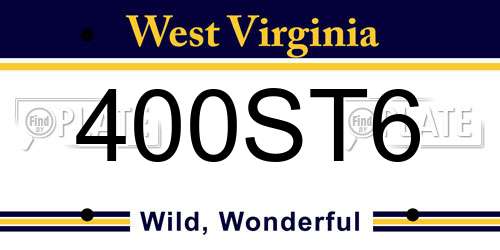 400ST6 West Virginia License Plate