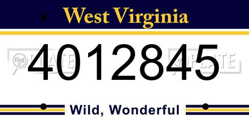 4012845 West Virginia License Plate
