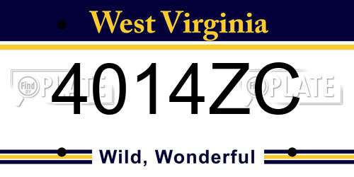 4014ZC West Virginia License Plate