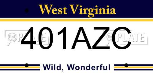 401AZC West Virginia License Plate