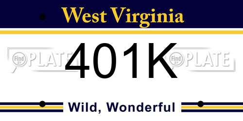 401K West Virginia License Plate