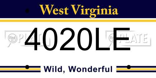 4020LE West Virginia License Plate