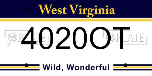 4020OT West Virginia License Plate