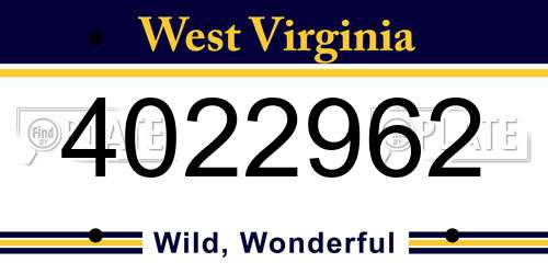4022962 West Virginia License Plate