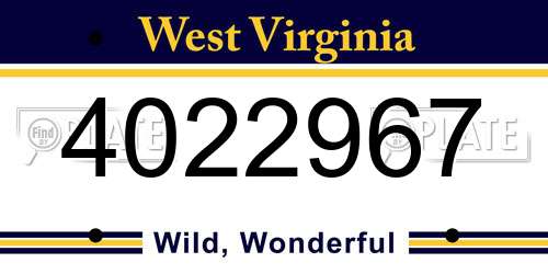 4022967 West Virginia License Plate