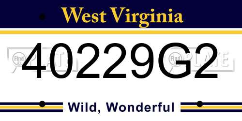 40229G2 West Virginia License Plate