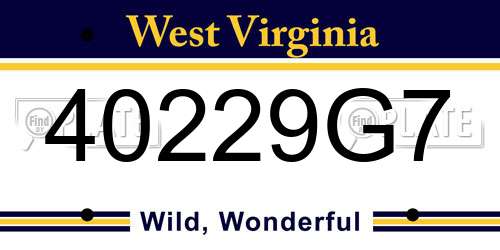 40229G7 West Virginia License Plate