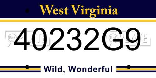 40232G9 West Virginia License Plate