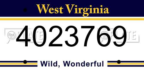 4023769 West Virginia License Plate