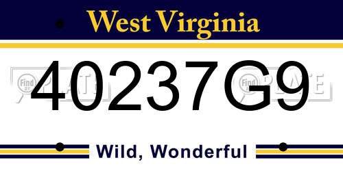 40237G9 West Virginia License Plate