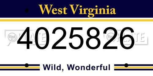 4025826 West Virginia License Plate