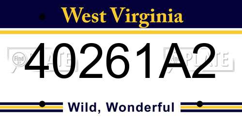 40261A2 West Virginia License Plate