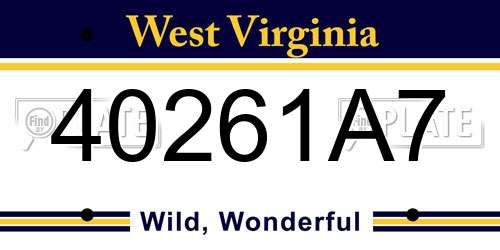 40261A7 West Virginia License Plate