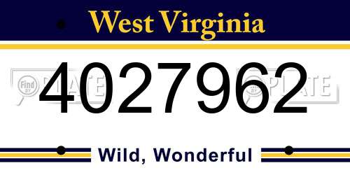 4027962 West Virginia License Plate